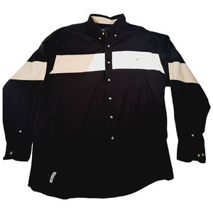 Wrangler Men's Western Style Button-Up Long-Sleeve Shirt Black/White XL